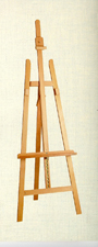 Wooden easel for blackboards.